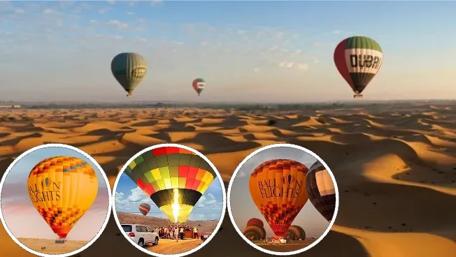 Hot Air Balloon Ride Over Dubai Desert at Sunrise