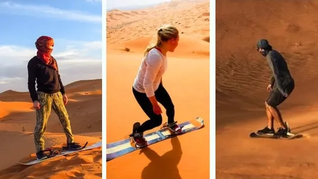 Sandboarding in Lahbab Desert Dubai Red Dunes Adventure