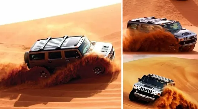 Hummer Desert Safari Dubai with luxury 4x4 dune bashing and desert camp